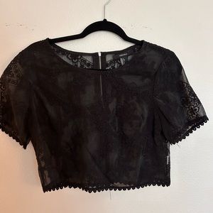 Forever21 Sheer embroidered crop top